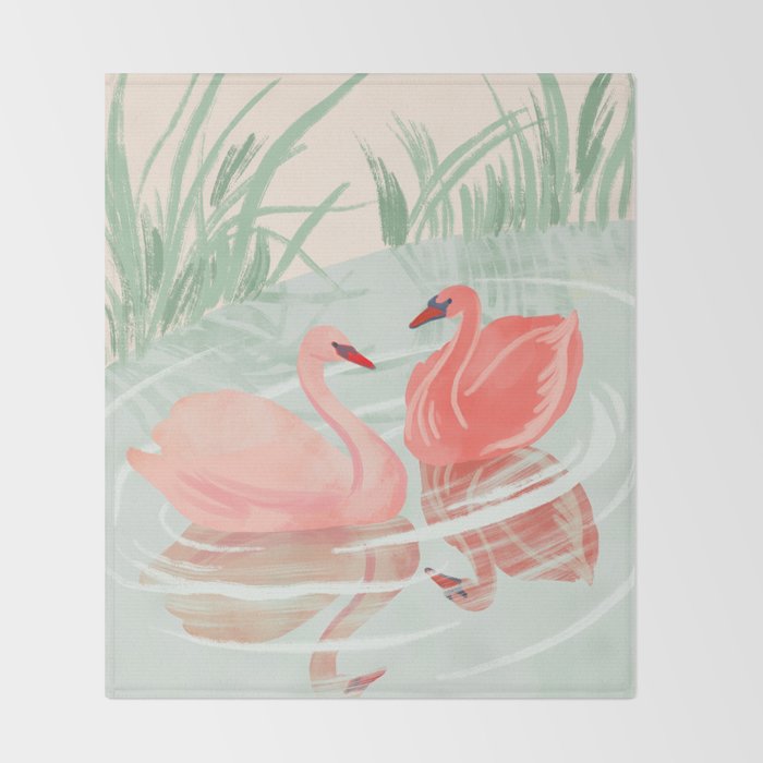 Pink Swans Throw Blanket Gallery Image 2