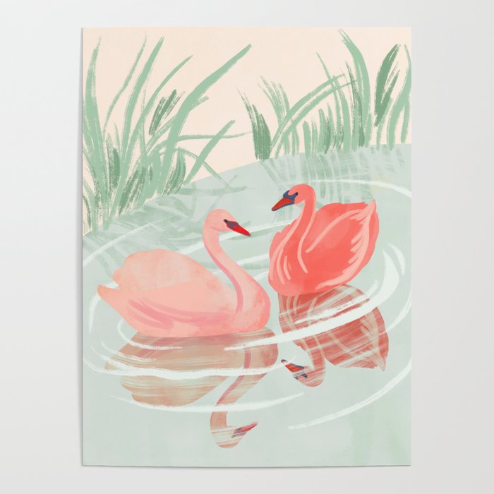 Pink Swans Poster Gallery Image 1