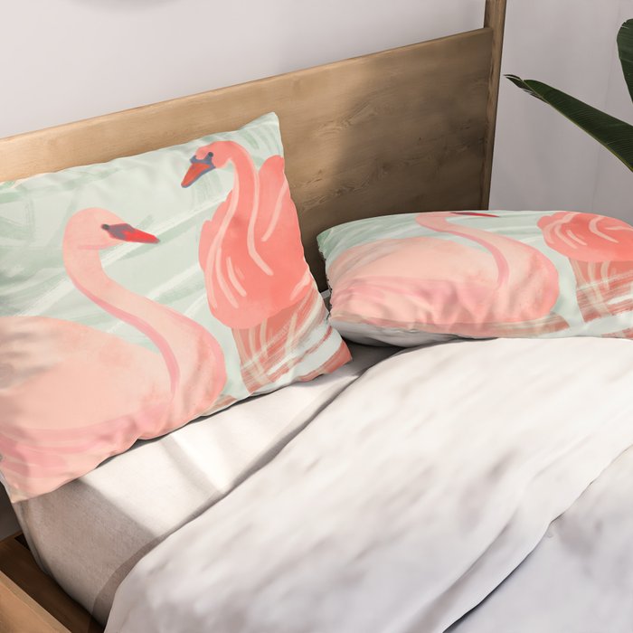 Pink Swans Pillow Sham Gallery Image 2