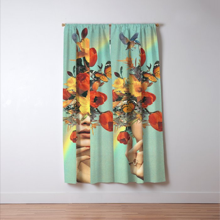 Baby's in bloom - Rainbow, flowers, birds,  butterflies Window Curtain Gallery Image 3