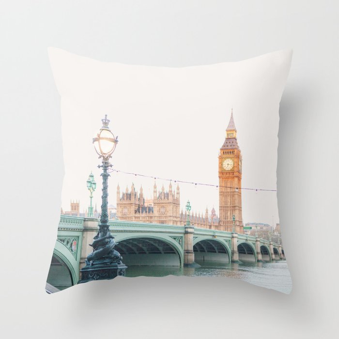 Thames Sunrise - London England Travel Photography Throw Pillow Gallery Image 1
