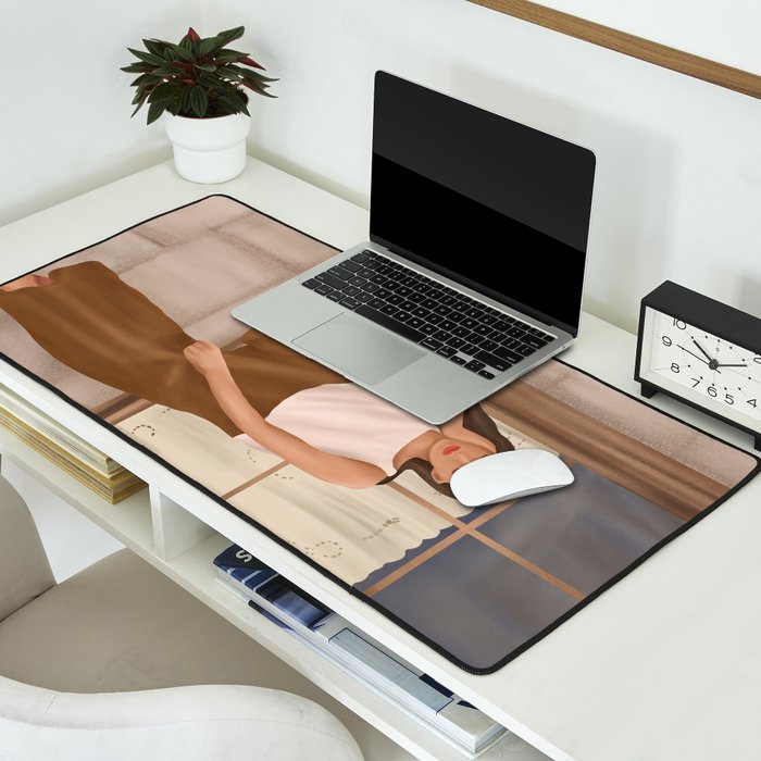 Girl sitting on the window Desk Mat Gallery Image 2