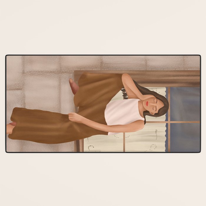 Girl sitting on the window Desk Mat Gallery Image 3