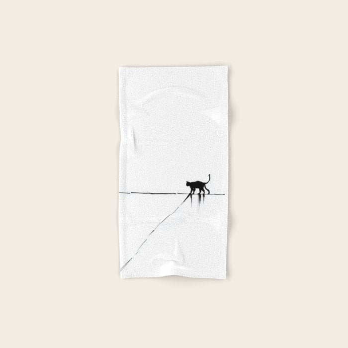 Minimal Cat on a Line Bath Towel Gallery Image 1