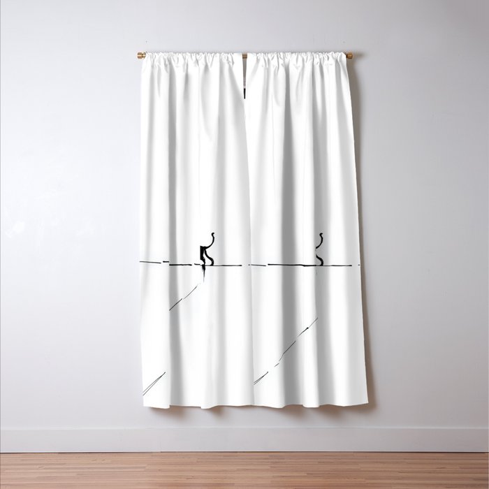 Minimal Cat on a Line Window Curtain Gallery Image 3