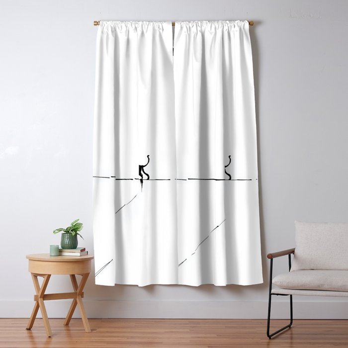 Minimal Cat on a Line Window Curtain Gallery Image 5