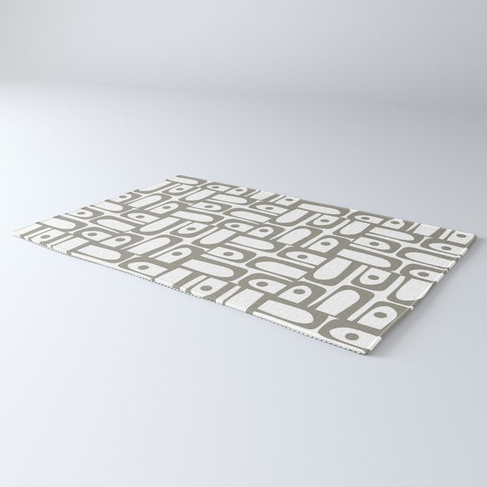 Mid Century Modern Piquet Geometric Multi Pattern in Gray and White Rug Gallery Image 3