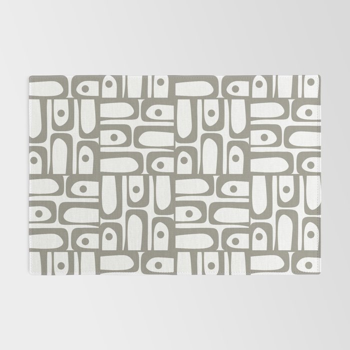 Mid Century Modern Piquet Geometric Multi Pattern in Gray and White Rug Gallery Image 2