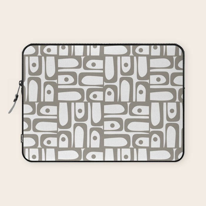Mid Century Modern Piquet Geometric Multi Pattern in Gray and White Laptop Sleeve Gallery Image 1