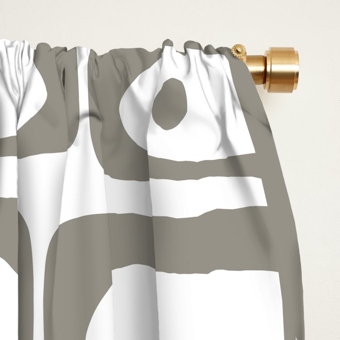 Mid Century Modern Piquet Geometric Multi Pattern in Gray and White Window Curtain Gallery Image 2