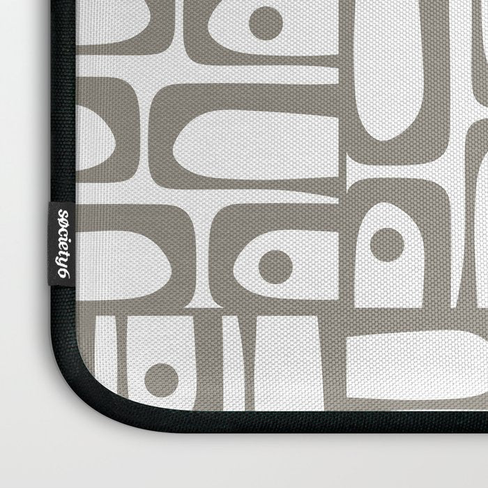 Mid Century Modern Piquet Geometric Multi Pattern in Gray and White Laptop Sleeve Gallery Image 3