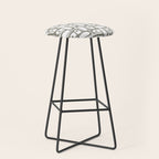 Mid Century Modern Piquet Geometric Multi Pattern in Gray and White Stool Gallery Image 1