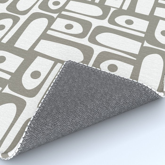 Mid Century Modern Piquet Geometric Multi Pattern in Gray and White Rug Gallery Image 4