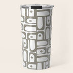 Mid Century Modern Piquet Geometric Multi Pattern in Gray and White Travel Mug Gallery Image 1