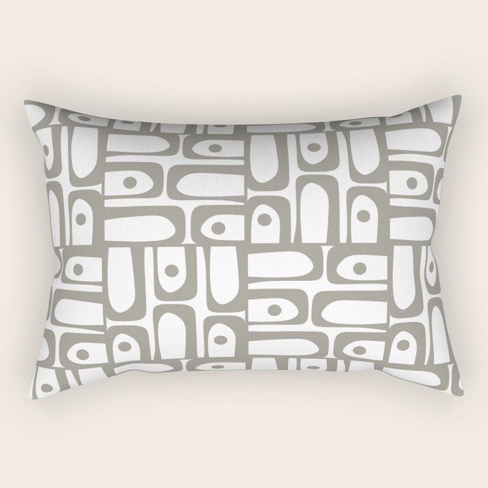 Mid Century Modern Piquet Geometric Multi Pattern in Gray and White Rectangular Pillow Gallery Image 1