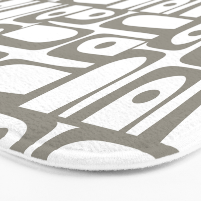 Mid Century Modern Piquet Geometric Multi Pattern in Gray and White Bath Mat Gallery Image 3
