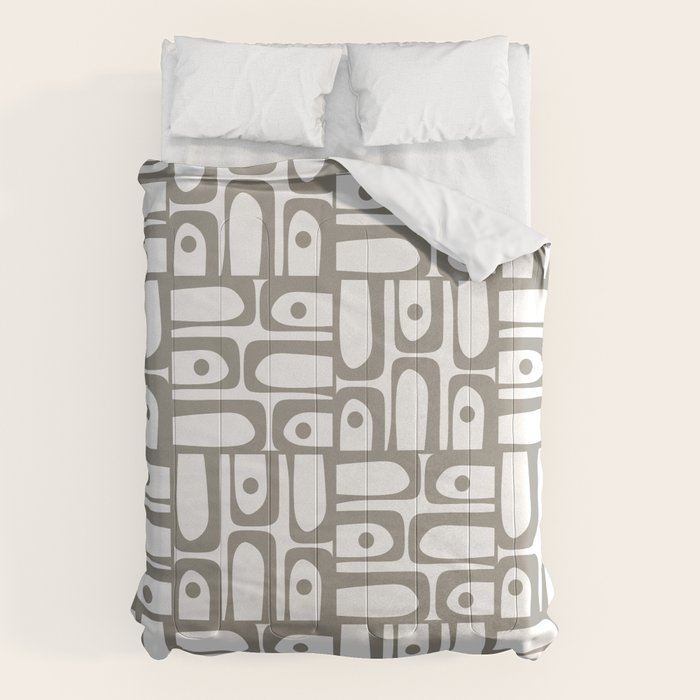 Mid Century Modern Piquet Geometric Multi Pattern in Gray and White Comforter Gallery Image 6