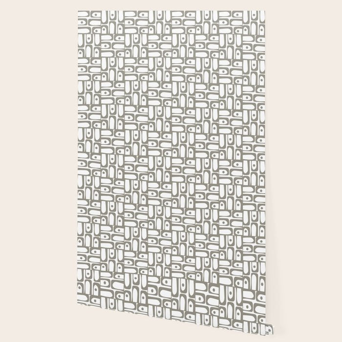 Mid Century Modern Piquet Geometric Multi Pattern in Gray and White Wallpaper Gallery Image 2