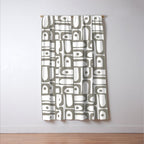 Mid Century Modern Piquet Geometric Multi Pattern in Gray and White Window Curtain Gallery Image 3