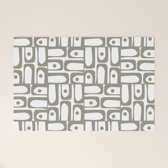 Mid Century Modern Piquet Geometric Multi Pattern in Gray and White Welcome Mat Gallery Image 1