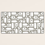 Mid Century Modern Piquet Geometric Multi Pattern in Gray and White Desk Mat Gallery Image 3