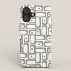 Mid Century Modern Piquet Geometric Multi Pattern in Gray and White iPhone Case Gallery Image 1
