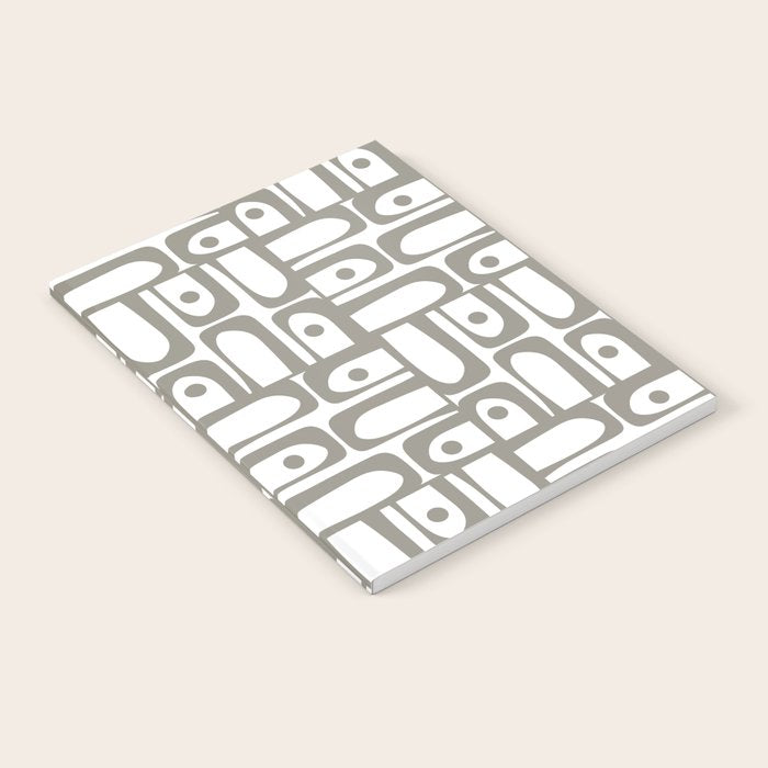 Mid Century Modern Piquet Geometric Multi Pattern in Gray and White Notebook Gallery Image 2