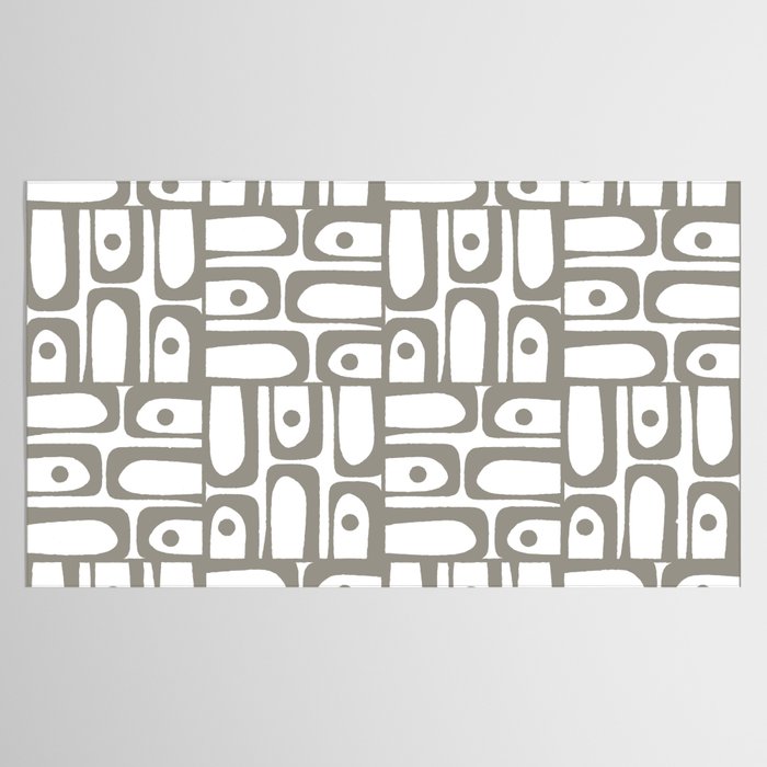 Mid Century Modern Piquet Geometric Multi Pattern in Gray and White Tablecloth Gallery Image 2