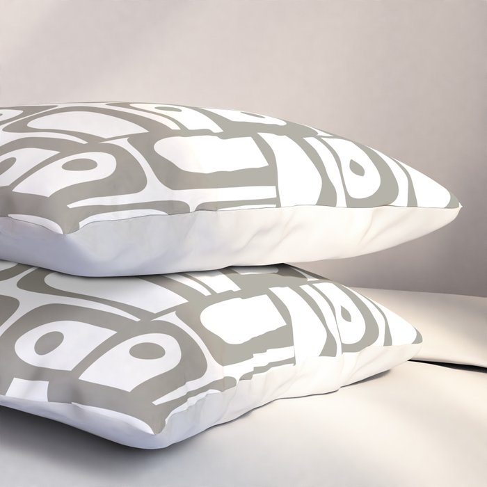 Mid Century Modern Piquet Geometric Multi Pattern in Gray and White Pillow Sham Gallery Image 3