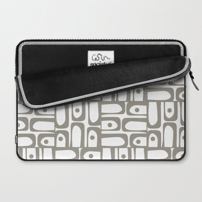 Mid Century Modern Piquet Geometric Multi Pattern in Gray and White Laptop Sleeve Gallery Image 2