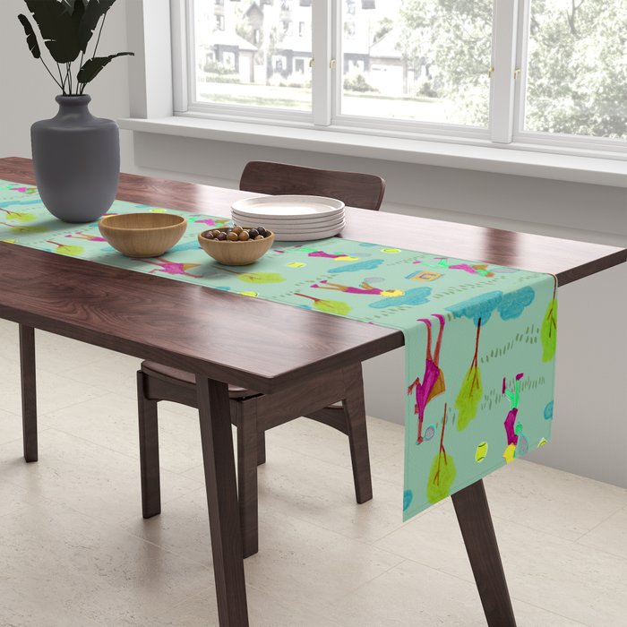 Let's Play Tennis in Soft Green Table Runner Gallery Image 2