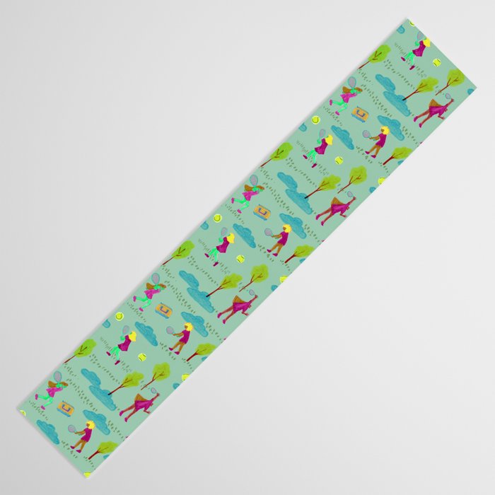 Let's Play Tennis in Soft Green Table Runner Gallery Image 3