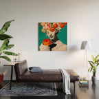WOMAN WITH FLOWERS Wood Wall Art Gallery Image 2