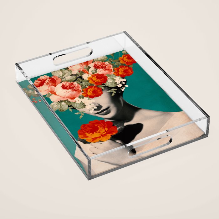 WOMAN WITH FLOWERS Acrylic Tray Gallery Image 1