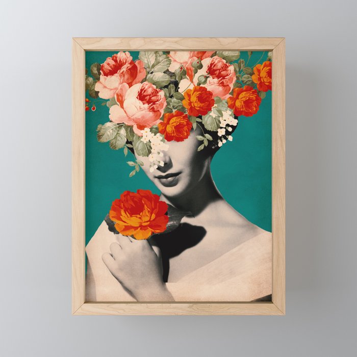 WOMAN WITH FLOWERS Mini Art Print Gallery Image 1