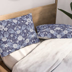 Light Blue, Cobalt Blue, & White Floral Pattern Pillow Sham Gallery Image 2