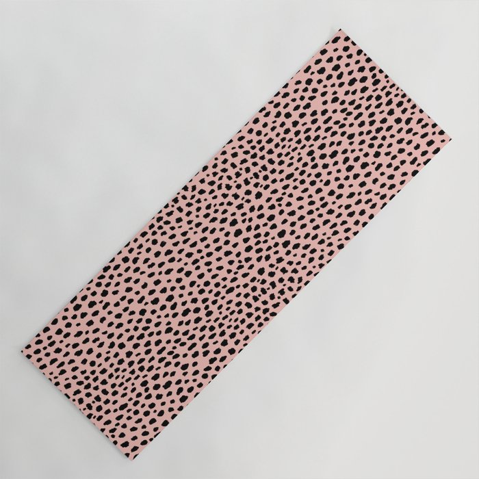 Pink and Black Dalmatian Spots (black/pink) Yoga Mat Gallery Image 1
