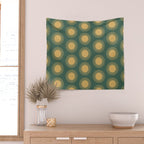 Boho Summer Sun Pattern X Kelly Green and Yellow Wall Tapestry Gallery Image 2