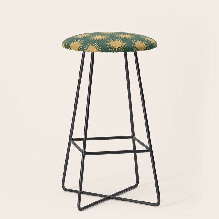 Boho Summer Sun Pattern X Kelly Green and Yellow Stool Gallery Image 1