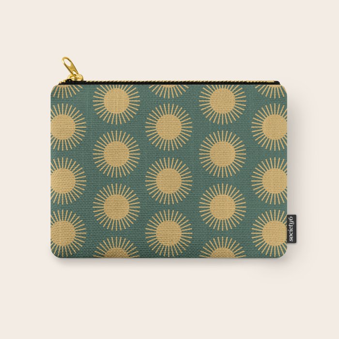 Boho Summer Sun Pattern X Kelly Green and Yellow Carry All Pouch Gallery Image 1