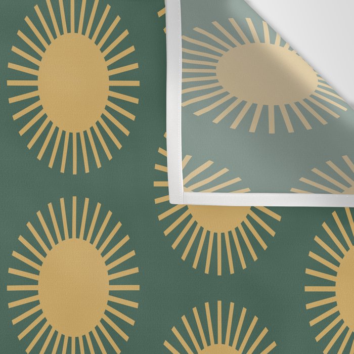 Boho Summer Sun Pattern X Kelly Green and Yellow Wall Tapestry Gallery Image 3