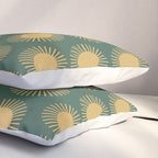 Boho Summer Sun Pattern X Kelly Green and Yellow Pillow Sham Gallery Image 3