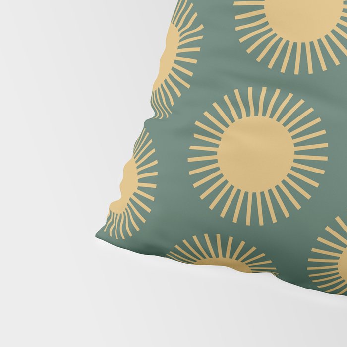 Boho Summer Sun Pattern X Kelly Green and Yellow Pillow Sham Gallery Image 4