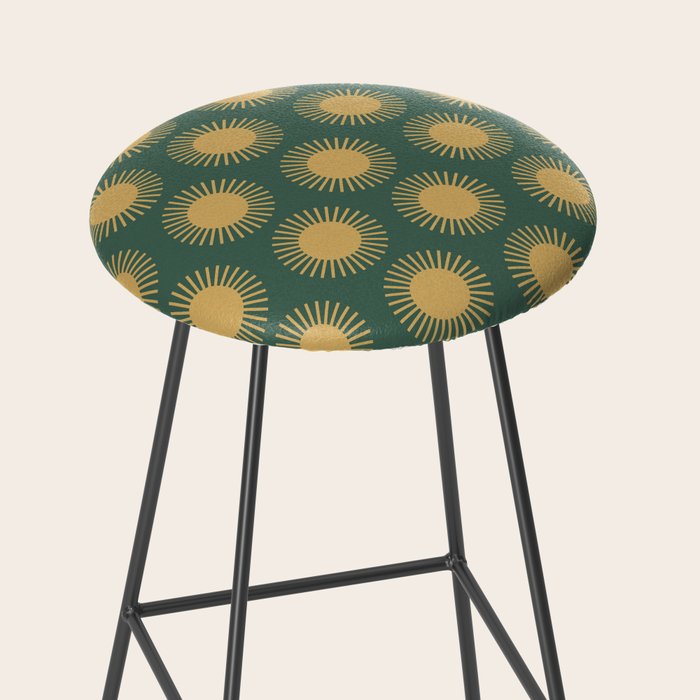 Boho Summer Sun Pattern X Kelly Green and Yellow Stool Gallery Image 2