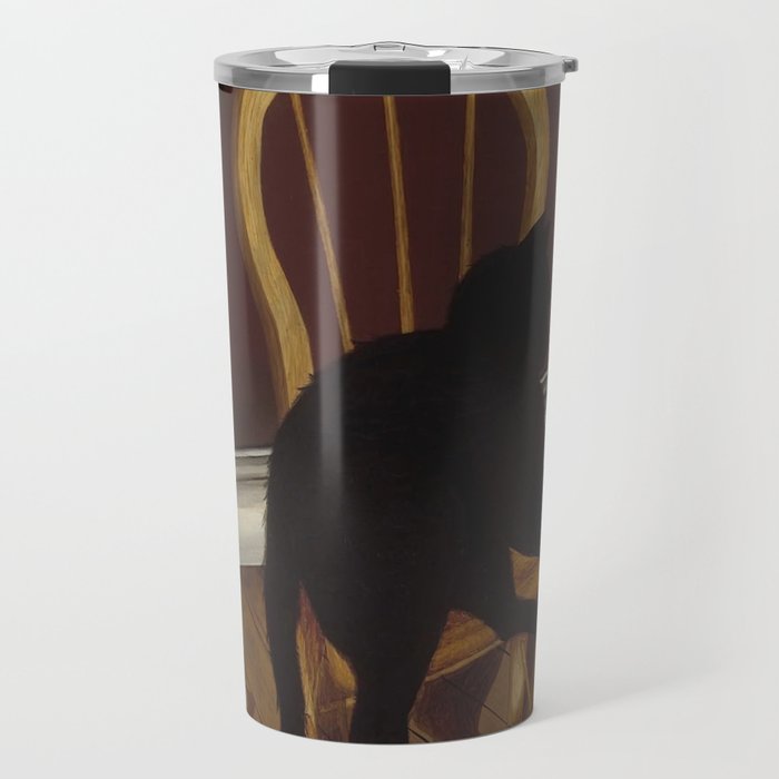 Black Cat on a Chair - Andrew L. von Wittkamp 1850-1875 Travel Mug Gallery Image 1
