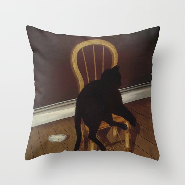 Black Cat on a Chair - Andrew L. von Wittkamp 1850-1875 Throw Pillow Gallery Image 6