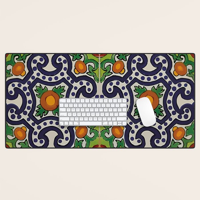 Oranges talavera tile abstract pattern modern decoration Desk Mat Gallery Image 1