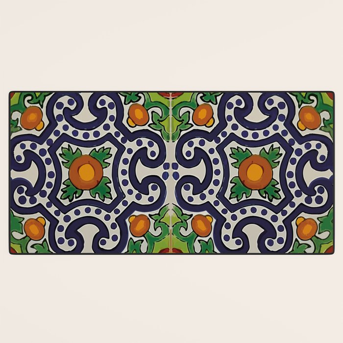 Oranges talavera tile abstract pattern modern decoration Desk Mat Gallery Image 3