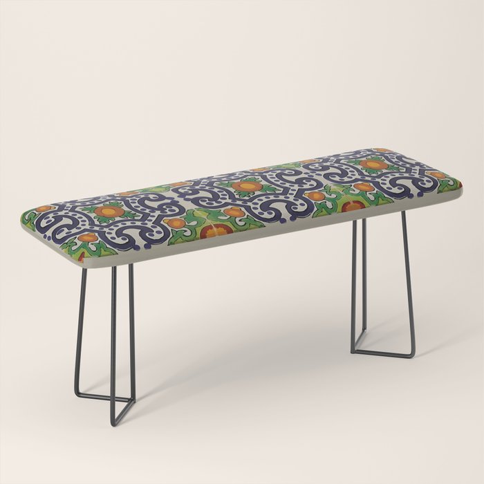 Oranges talavera tile abstract pattern modern decoration Bench Gallery Image 1