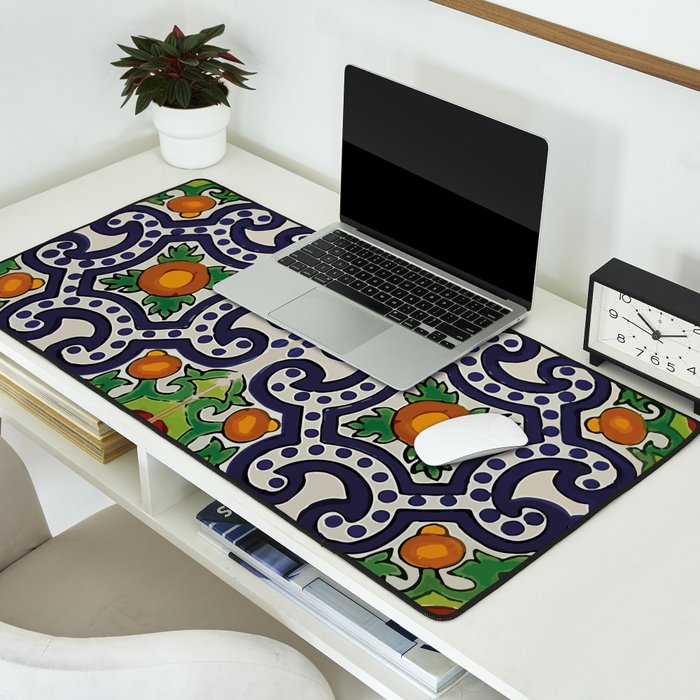 Oranges talavera tile abstract pattern modern decoration Desk Mat Gallery Image 2